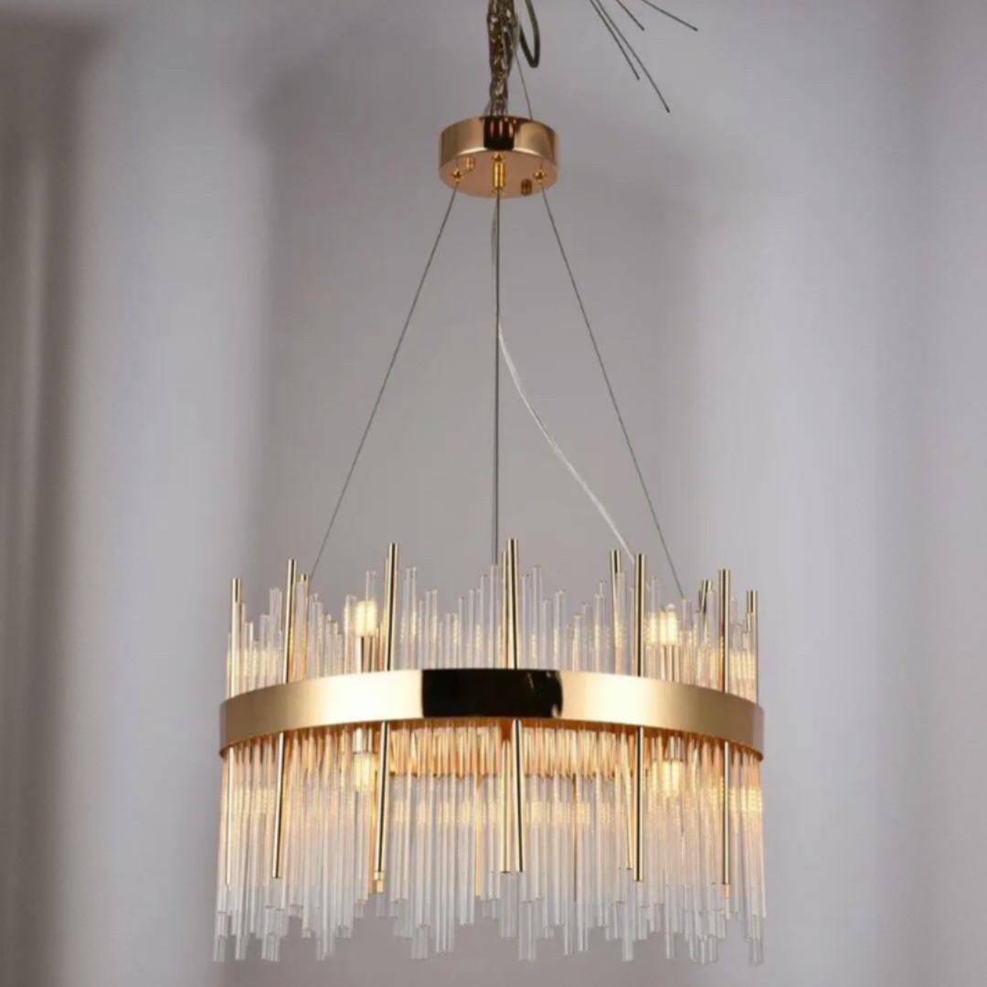 Люстра Sirius хрустальная под десять ламп Е14 Золотой (Ш 5064/500 GD)