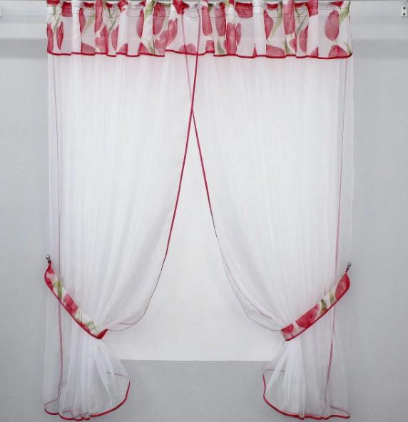 Комплект штор на кухню шифон/батист 290х170 см Белый (084к)