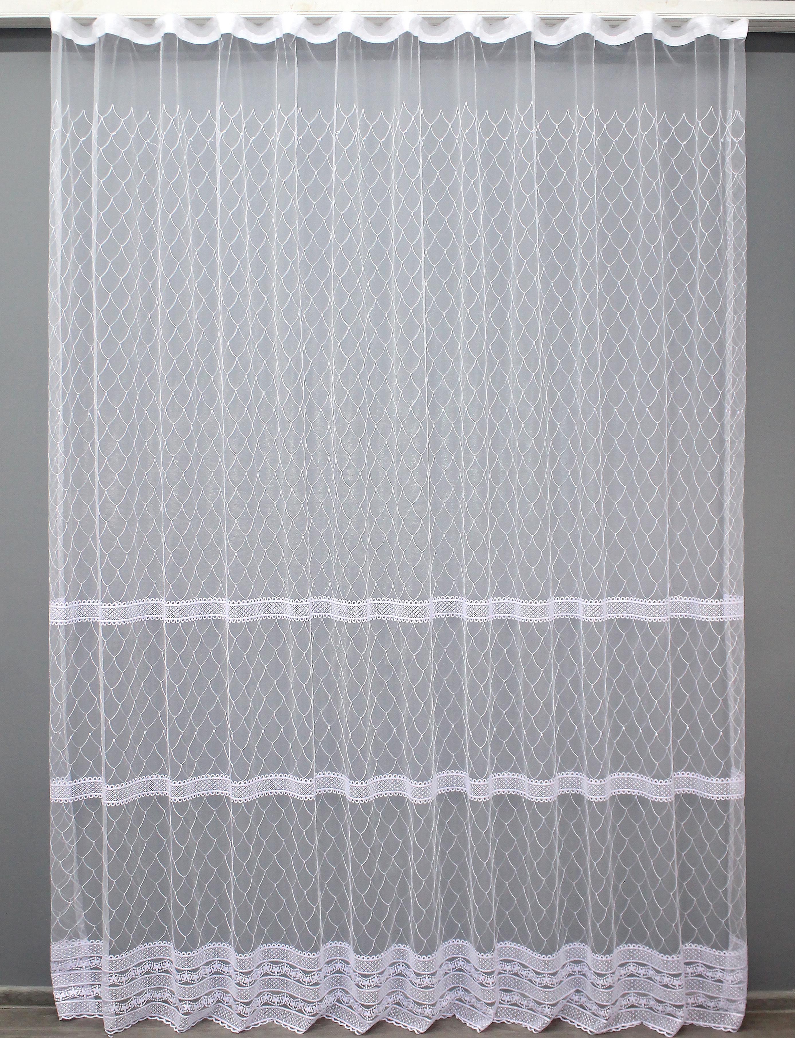 Тюль VR-Textil 1380т Фатин з вишивкою 300х270 см Білий (42-0141)