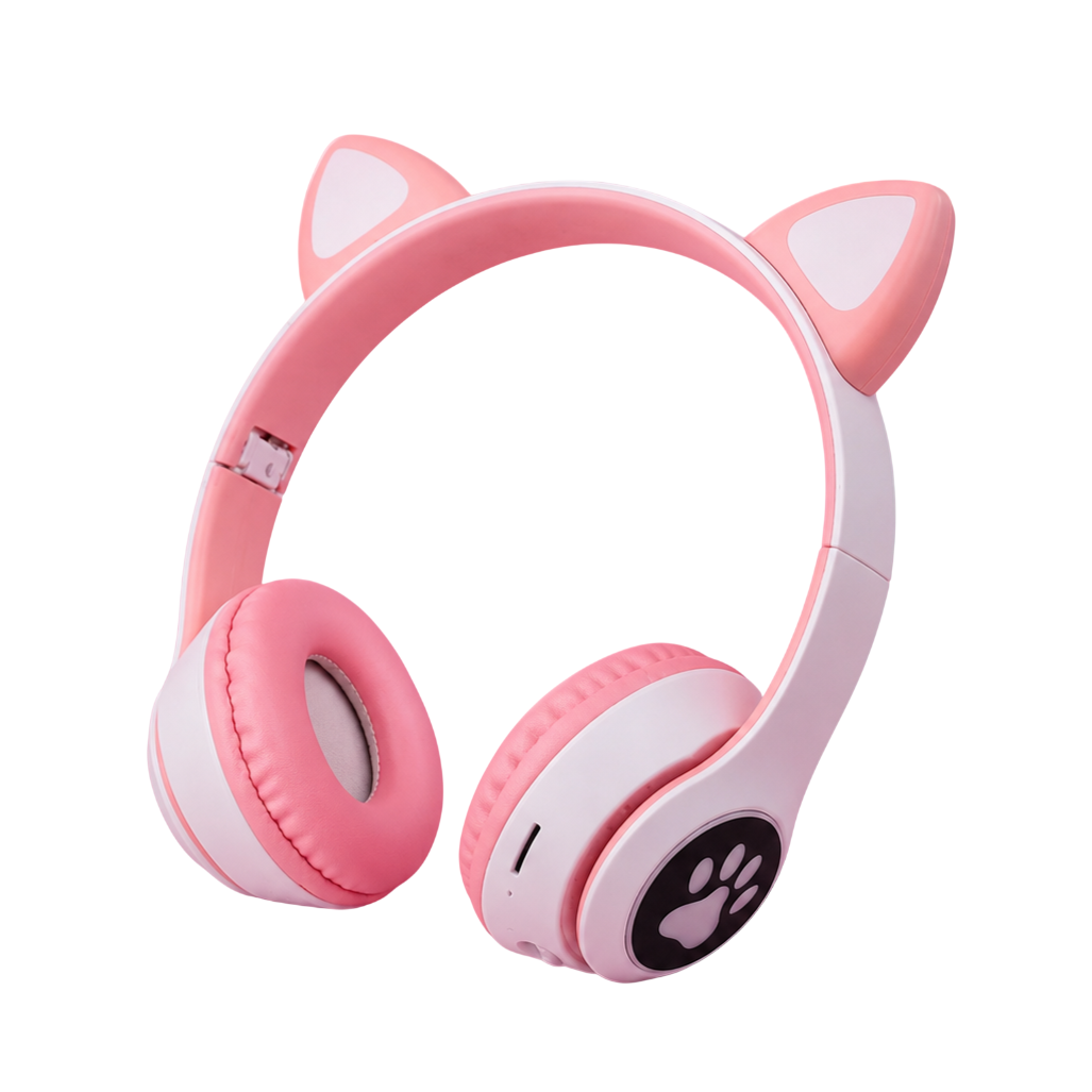 Навушники Cat MZ-023 з котячими вушками та RGB підсвіткою Рожевий