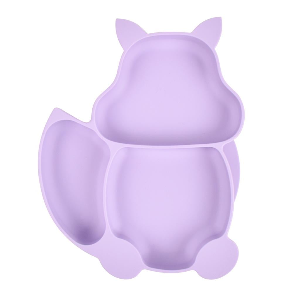 Тарелка силиконовая секционная на присоске Белочка Фиолетовый