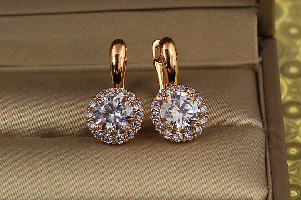 Серьги Xuping Jewelry Сияние в ободке 1,9 см Золотистый (2187087040)