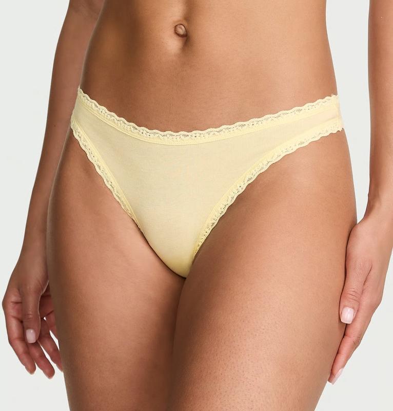 Трусики-стринги женские из хлопка Victoria's Secret XL Желтый (2764561361)