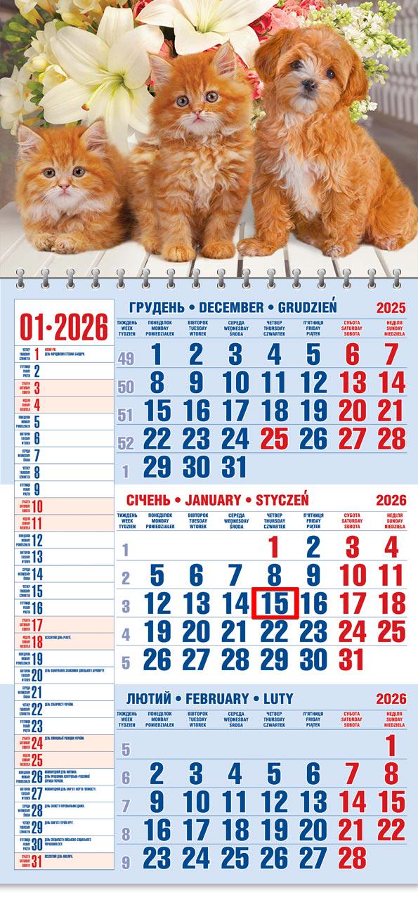Календар на 2026 р. Офісний 1 Руда трійка