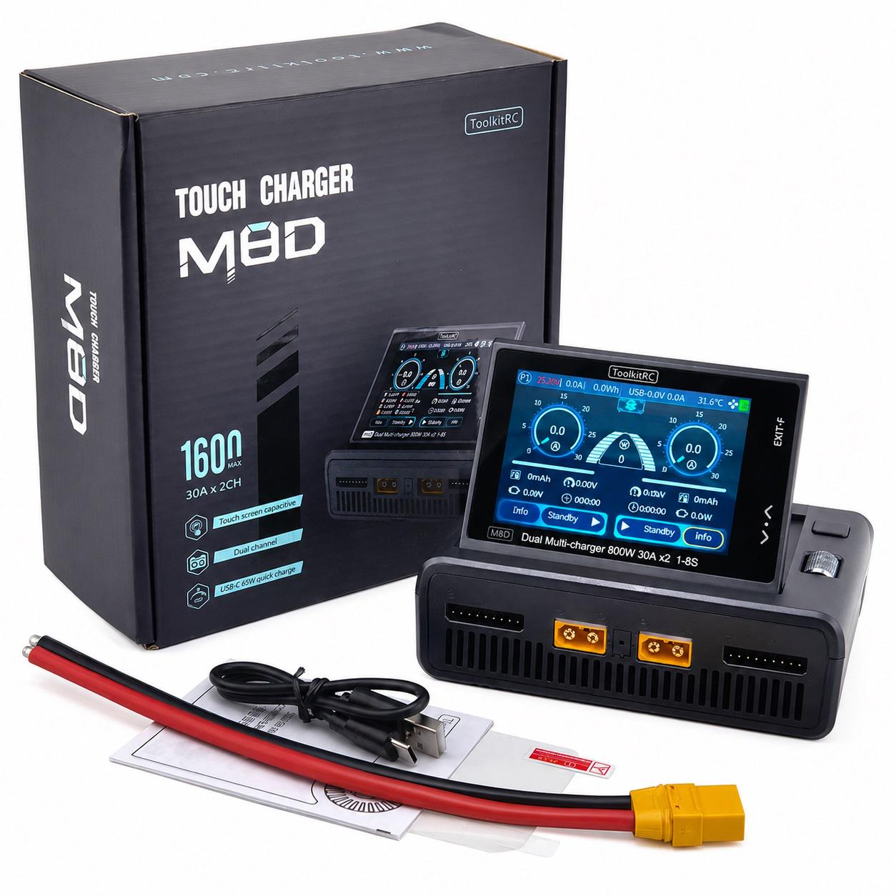 Зарядное устройство ToolkitRC M8D 2×800W 30A XT60 для батарей 1-8S (00-00030596)