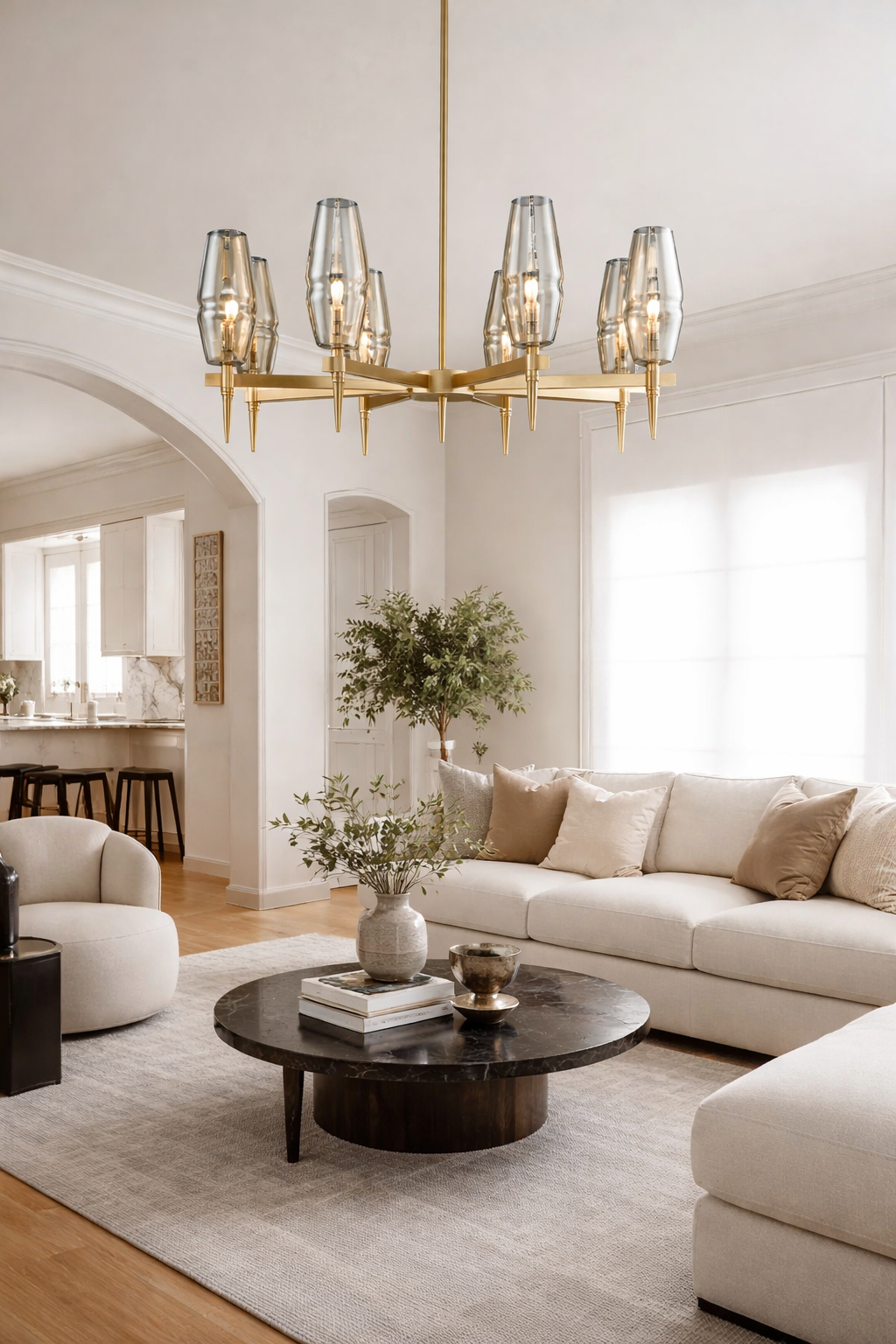 Люстра подвесная Lita с 8 удлиненными плафонами Бронзовый/Прозрачный (AT22_570)