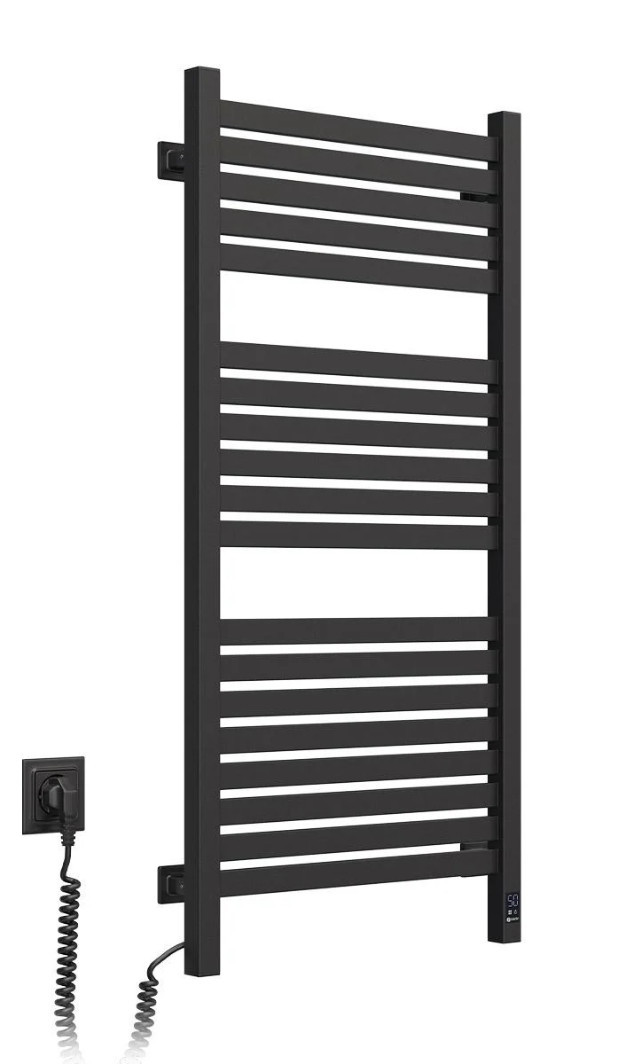 Полотенцесушитель электрический NAVIN Авангард Х Sensor из углеродистой стали 480х1000 мм Sensor с WI-FI шнур слева Черный муар (1292)
