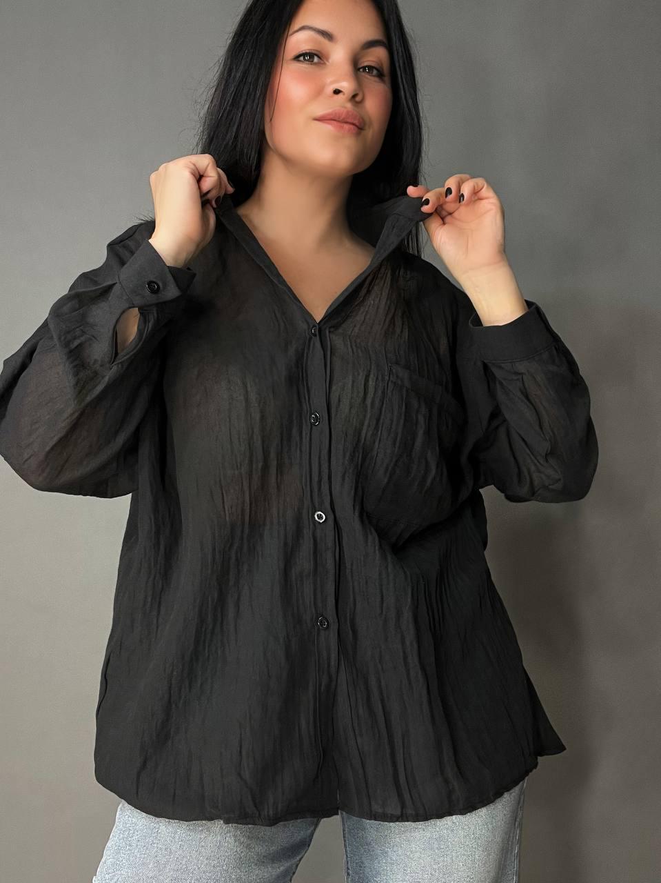 Рубашка женская Xingyue 388 с карманом жатка OS Черный (26730538) - фото 7 Рубашка женская Xingyue 388 с карманом жатка OS Черный (26730538) - фото 7