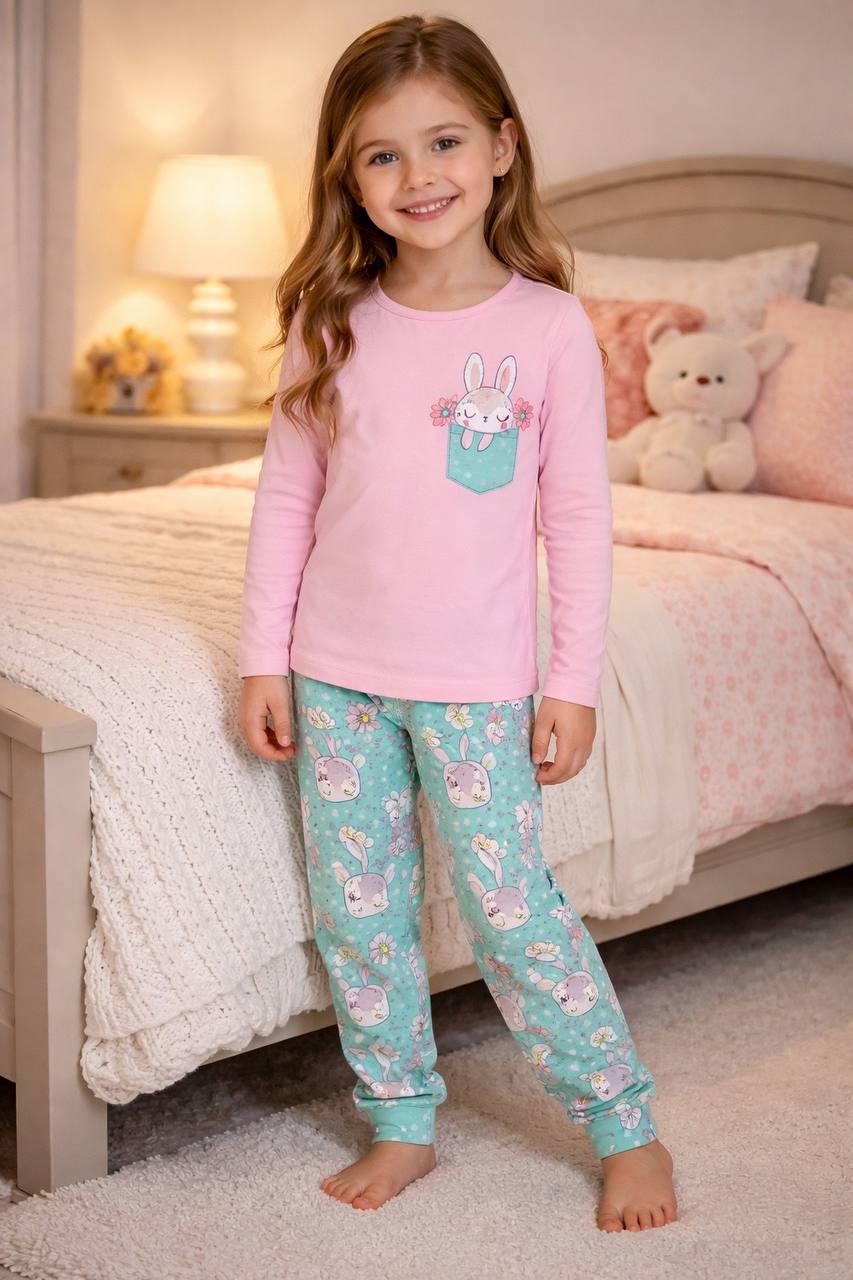 Пижама детская для девочки демисезонная BAYKAR Зайчик р. 10 140-146 см 10-11 лет Розовый (9203-248)