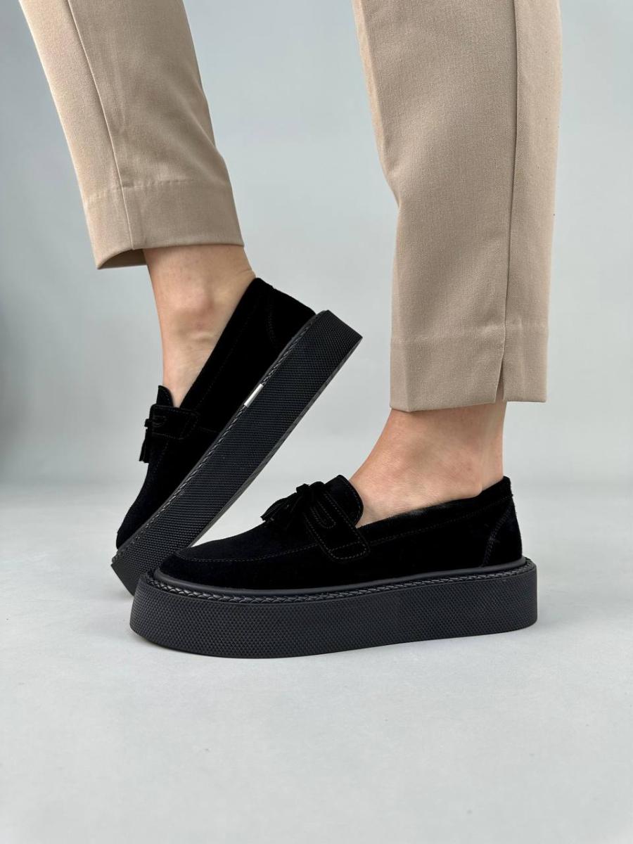 Лоферы женские замшевые р. 40 Черный (8530-2/40)