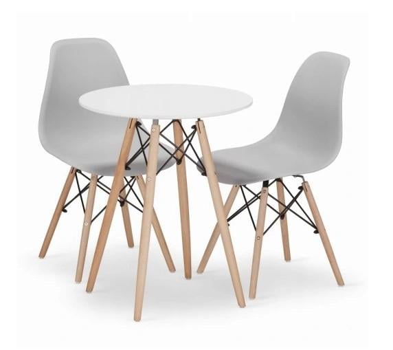 Набор круглый стол 80 см и 2 стулья Темно-серый