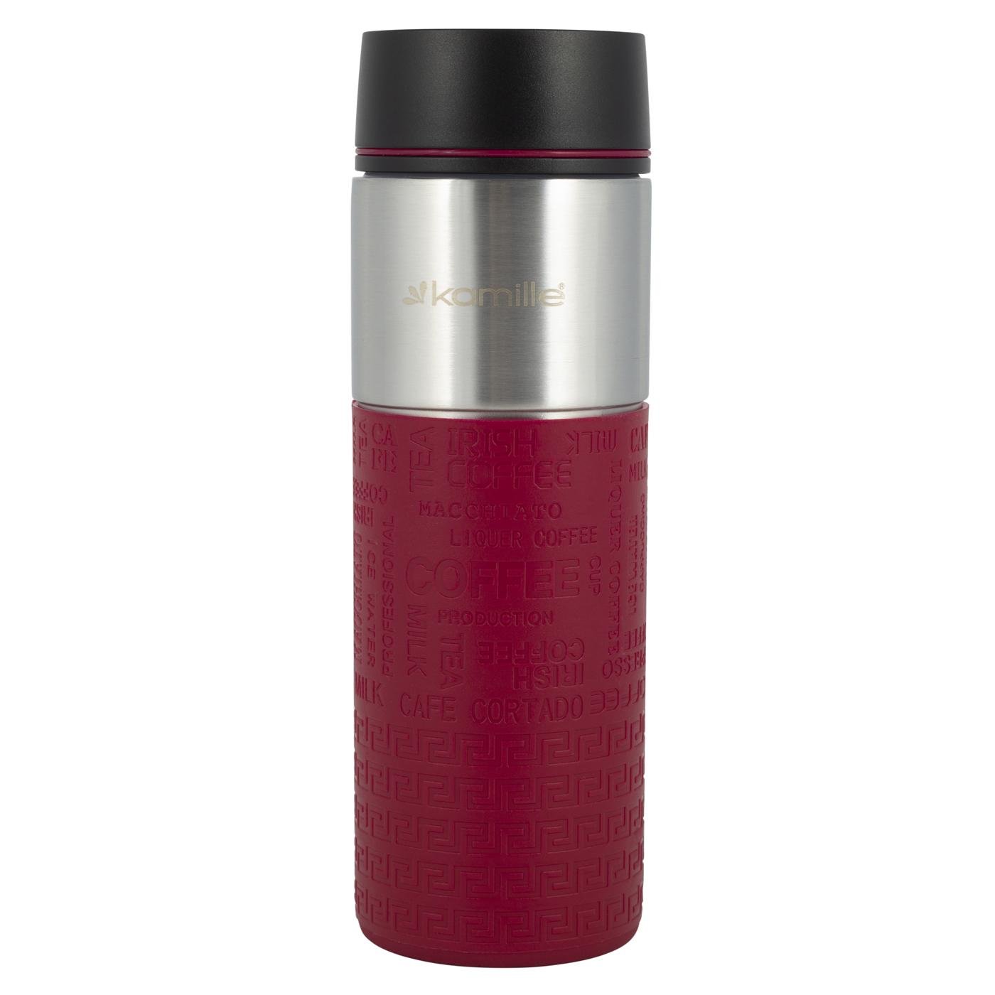 Термокухоль Kamille з нержавіючої сталі з TPR-вставкою 420 мл Червоний (14897079) - фото 3