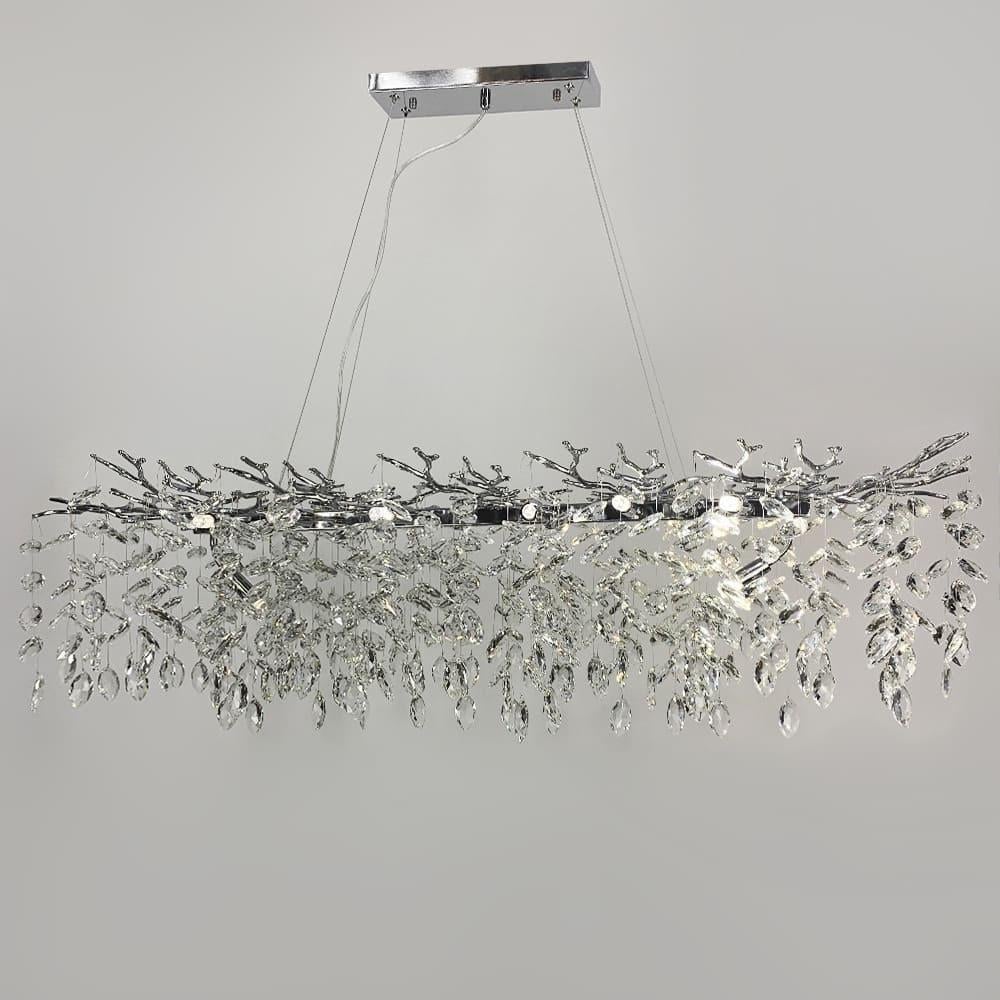 Люстра видовжена DIAMINA з кришталевим камінням 150 см Срібний (33007-L1500х400 CH)