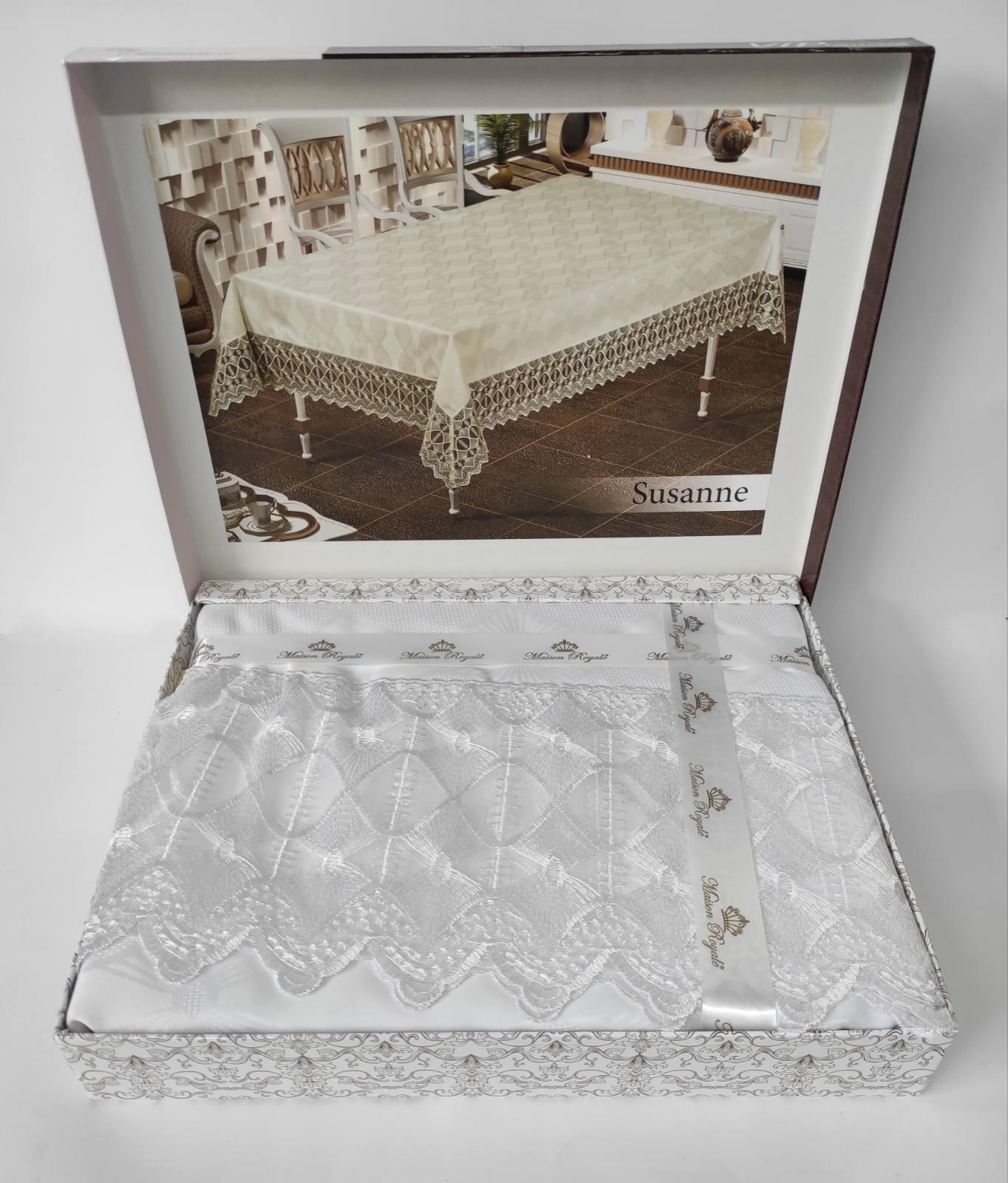 Скатерть с кружевом Maison Royale 160x220 ovale Susanne White (CN6891)