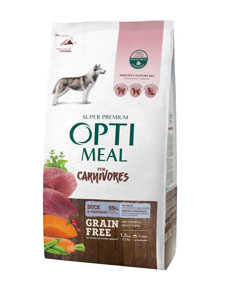 Корм сухий Optimeal Dogs Grain Free Duck & Vegetables для дорослих собак 1,5 кг
