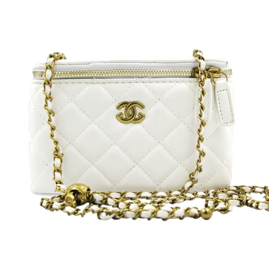 Женская сумка-кейс аналог Chanel кожаная Белый