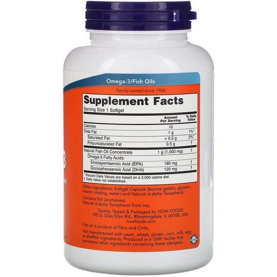 Омега 3 NOW Foods Omega-3 Molecularly Distilled Softgels 180 Softgels (NOW-01657) - фото 2