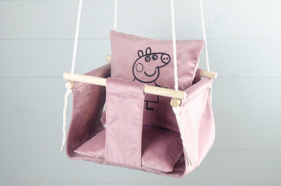 Качели детские тканевые Christyle с подушкой 30х35 см Розовый (15959)