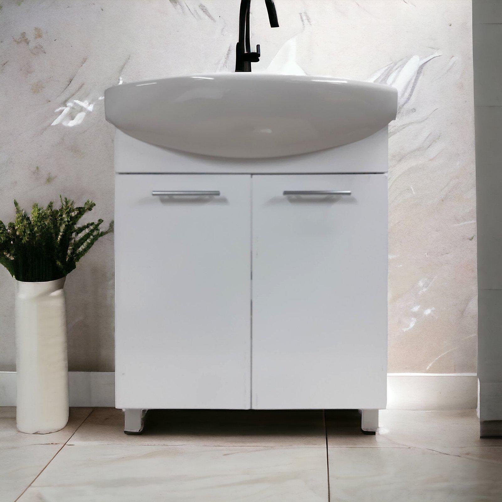 Тумба для ванной комнаты пластиковая The Mix 2.0 2 двери 55 см White (2411) - фото 2