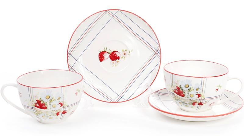 Чайний порцеляновий набір Сунична фантазія 6 чашок 210 мл з блюдцями 12 пр. (BD-940-131) - фото 3 Чайний порцеляновий набір Сунична фантазія 6 чашок 210 мл з блюдцями 12 пр. (BD-940-131) - фото 3
