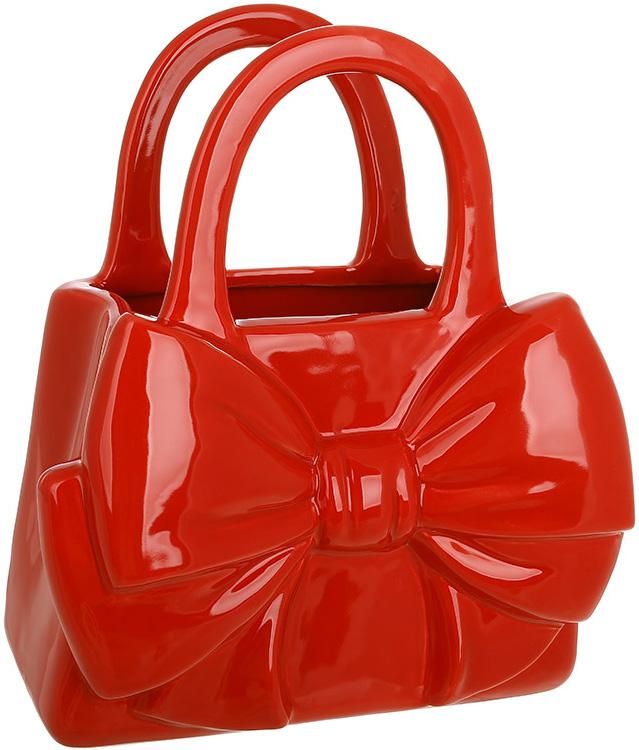 Ваза керамическая в форме сумочки 20х12х22,5 см Красный
