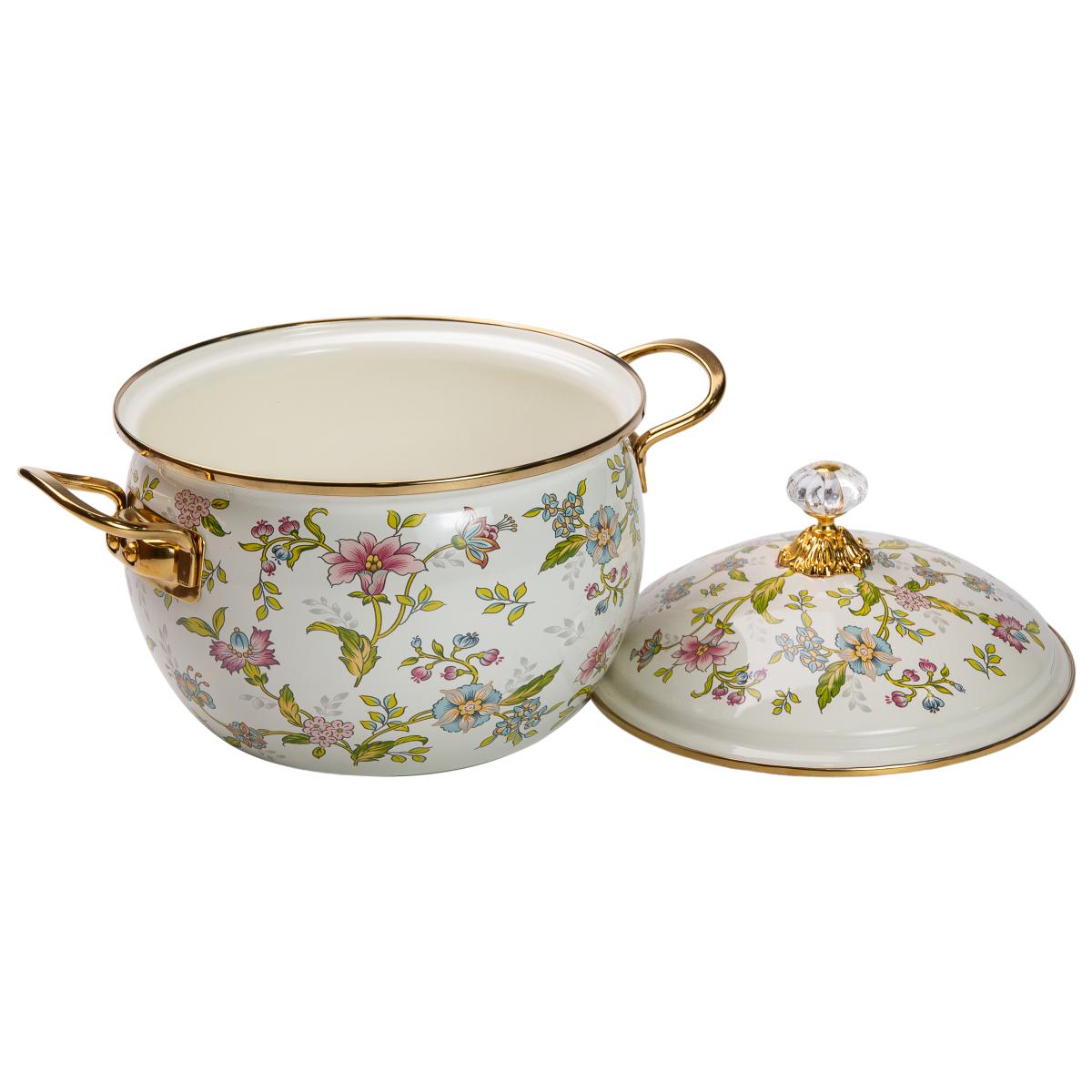 Кастрюля Yiwu эмалированная с цветочным принтом крышка в комплекте 5 л - фото 3 Кастрюля Yiwu эмалированная с цветочным принтом крышка в комплекте 5 л - фото 3