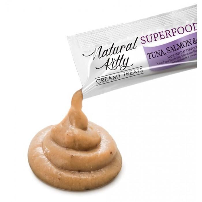 Ласощі для кішок Natural Kitty Creamy Treats Superfood Blend лосось тунець та чорниця в желе 24 стіки по 12 г - фото 2