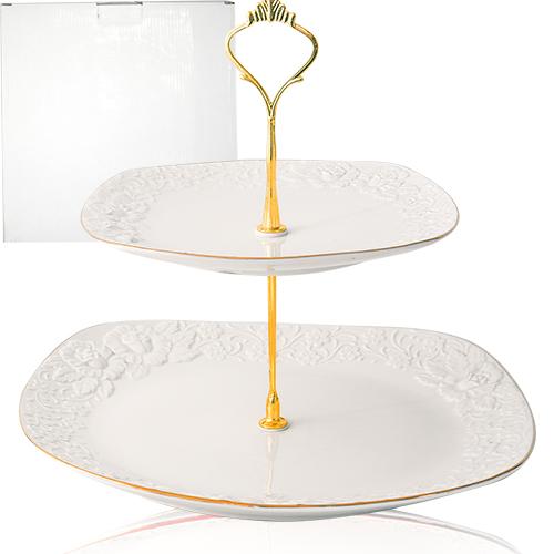 Конфетница двухъярусная SNT Белая ночь 26,7х19 см (30848)