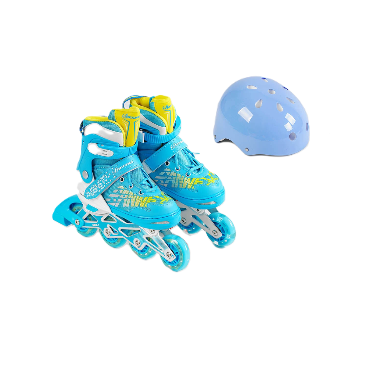 Роликові ковзани 6917-М/6 із захистом/колеса PU/переднє колесо зі світлом/в сумці/устілка 20-24 см/d коліс 6,5 см/р. 35-38 Синій (25616934)