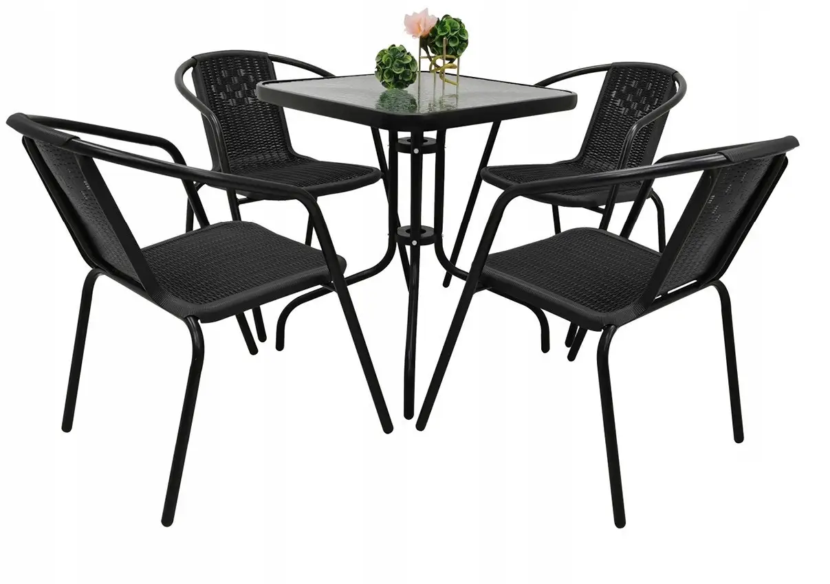 Набор садовой мебели Jumi Bistro-4S из искусственного ротанга 60x60 см Черный
