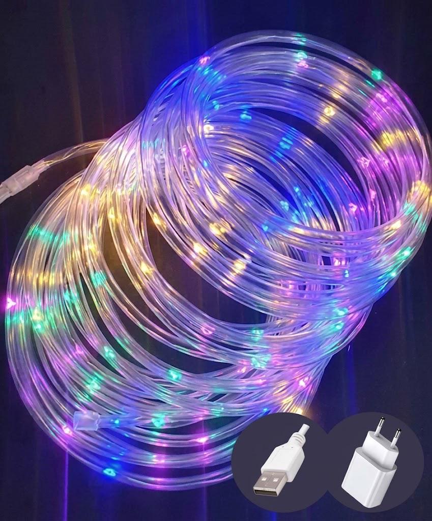 Гирлянда Роса в трубке 100LED 10 м реле 8 режимов USB RGB (FFJ00198)