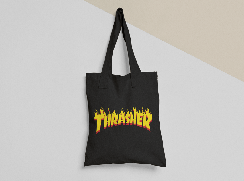 Эко-сумка шоппер с принтом "Thrasher" 38х40 см Черный (ПН9-Т1)