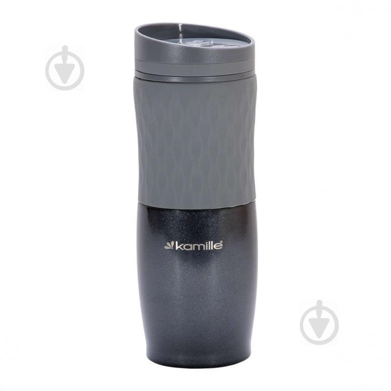 Чашка-термос 500 мл Kamille из нержавеющей стали с TPR вставкой серый КМ-2047