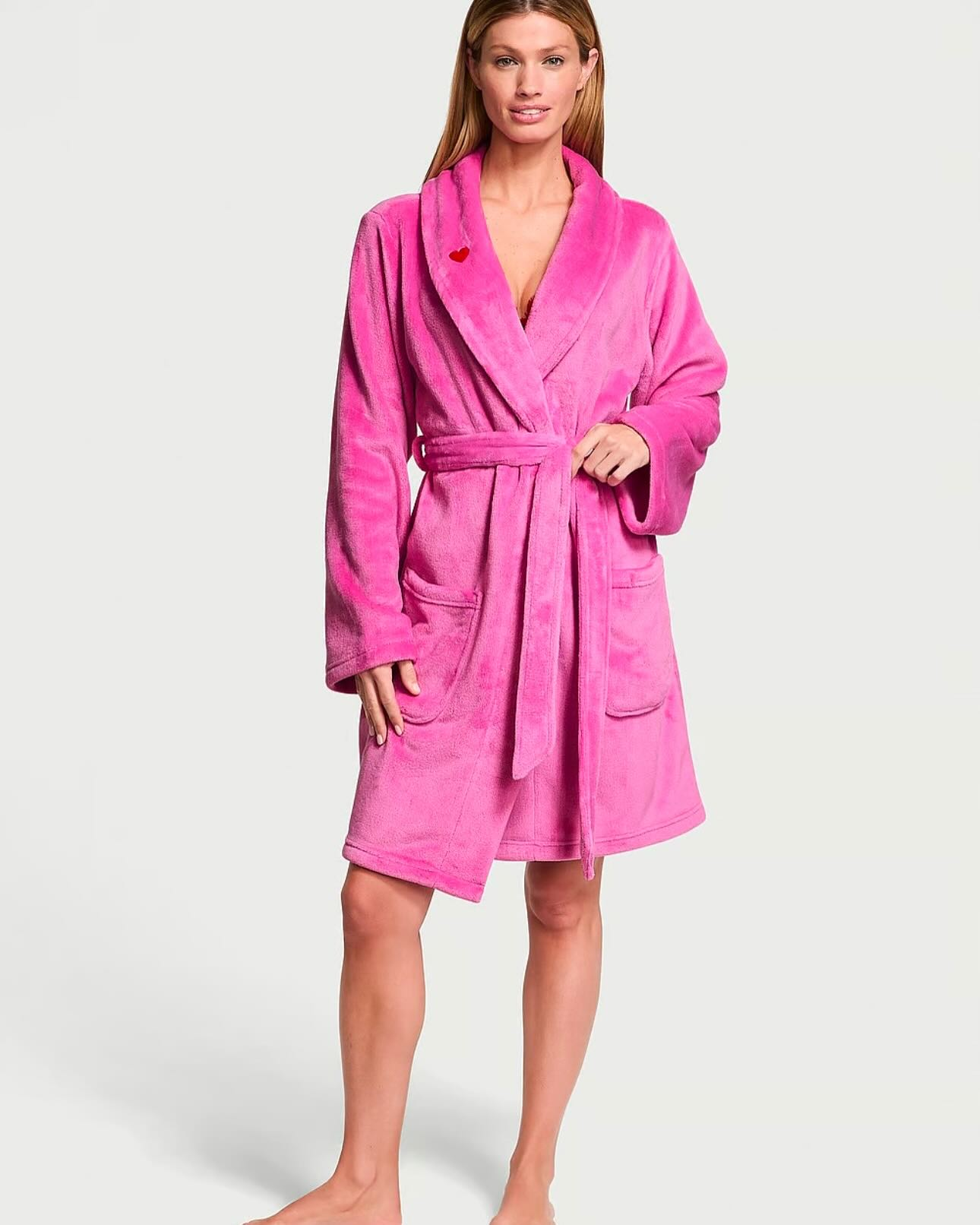 Халат жіночий Victoria's Secret Short Cozy Robe плюшевий XS/S Рожевий (27040849)