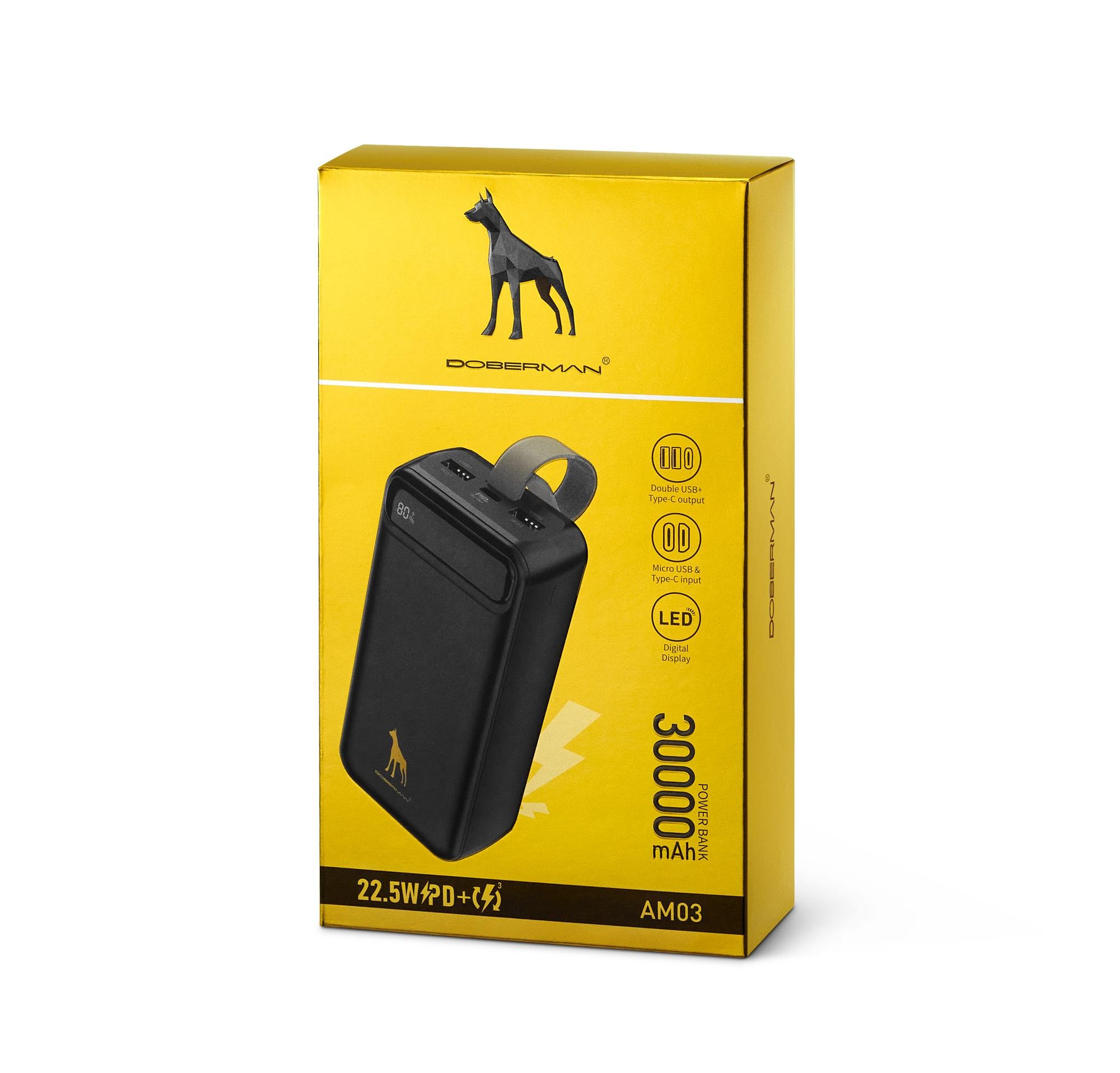 Повербанк Doberman 30000 mAh 22,5 W с фонариком и быстрой зарядкой - фото 2