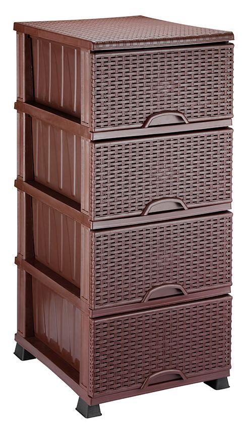 Комод пластиковый 4 ящика 90х45,5х37,5 Коричневый (472739-Prob)