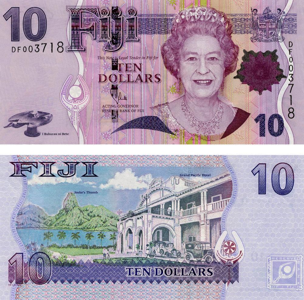 Коллекционная банкнота Фиджи 10 долларов 2007 UNC P111a (Б06564)