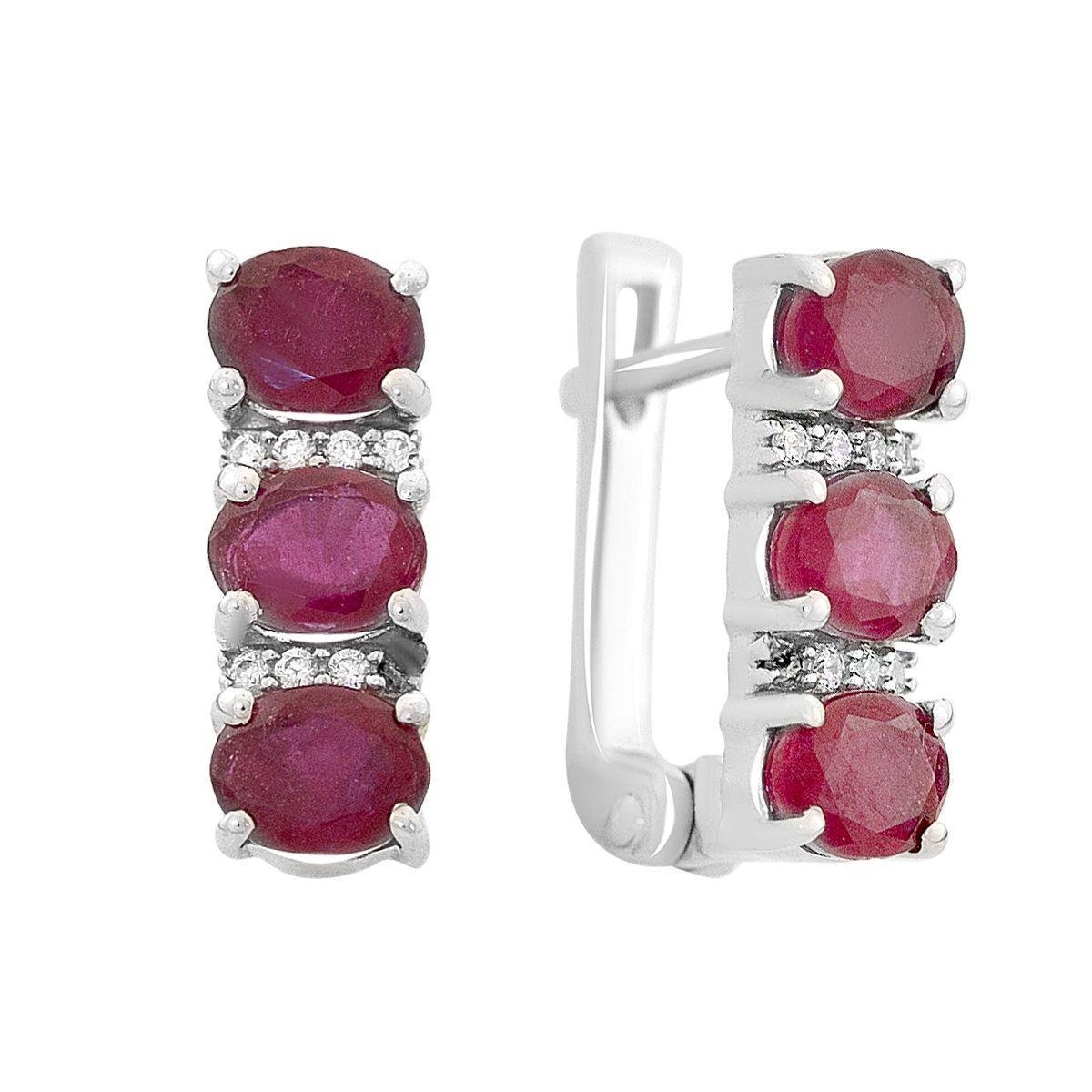Сережки срібні LoveR з натуральними рубінами у вертикальному дизайні