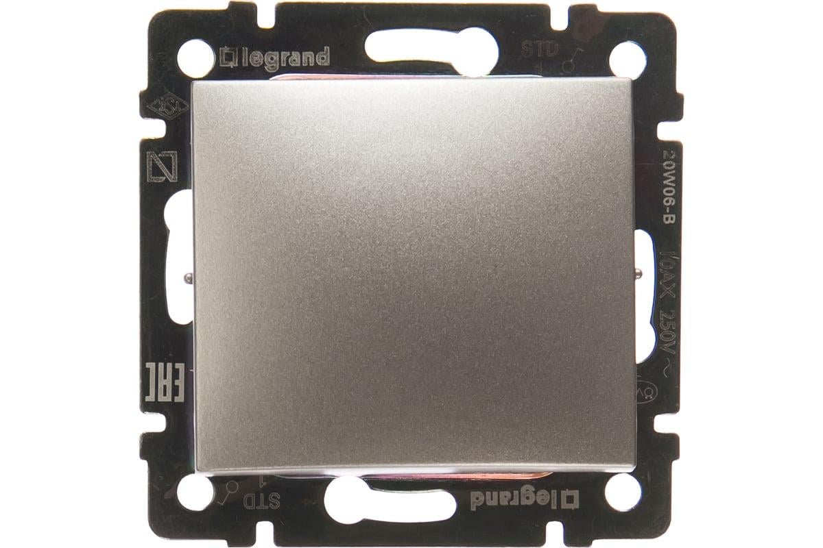 Выключатель Legrand Valena Classic одноклавишный/скрытый монтаж 70х70 мм Алюминий (770101)