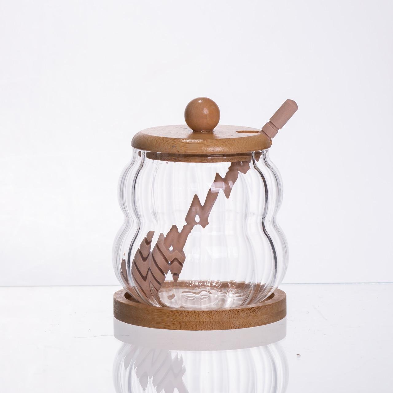 Медовниця скляна з кришкою і ложкою 320 мл (64486-10)