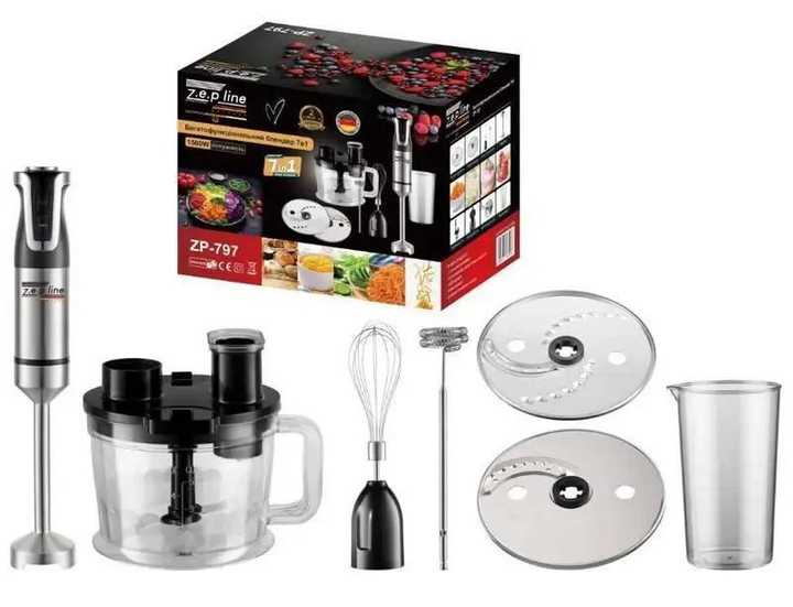 Мультиблендер-измельчитель ZepLine ZP-797 7в1 1500 Вт Черный (ML-04620)