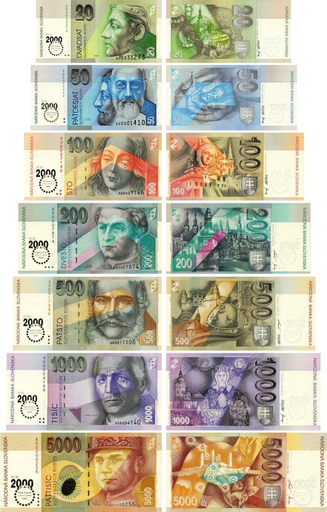Коллекционный набор из 7 банкнот Словакия UNC (Б05663)