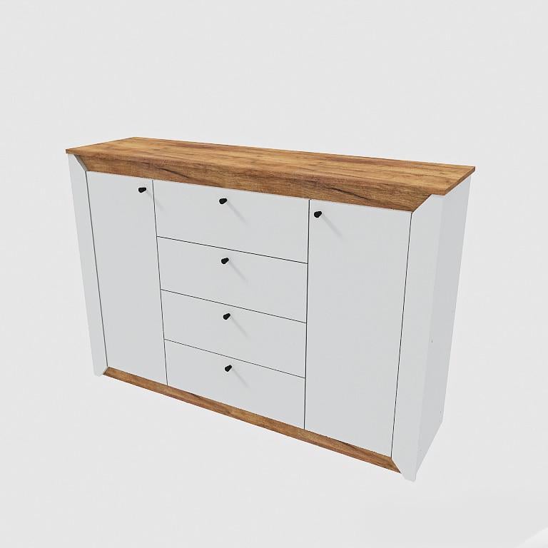 Комод в спальню Еверест Нордик-1400 140х38х95 см Белый/Дуб золотой крафт (DTM-5531)