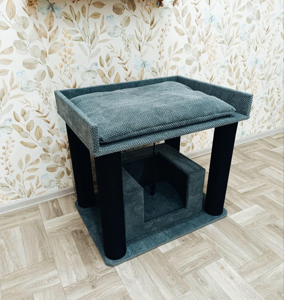 Кігтеточка будиночок з лежанкою та бавовняним канатом 75х60х80 см Сірий (Kote-75*60*80) Кігтеточка будиночок з лежанкою та бавовняним канатом 75х60х80 см Сірий (Kote-75*60*80)