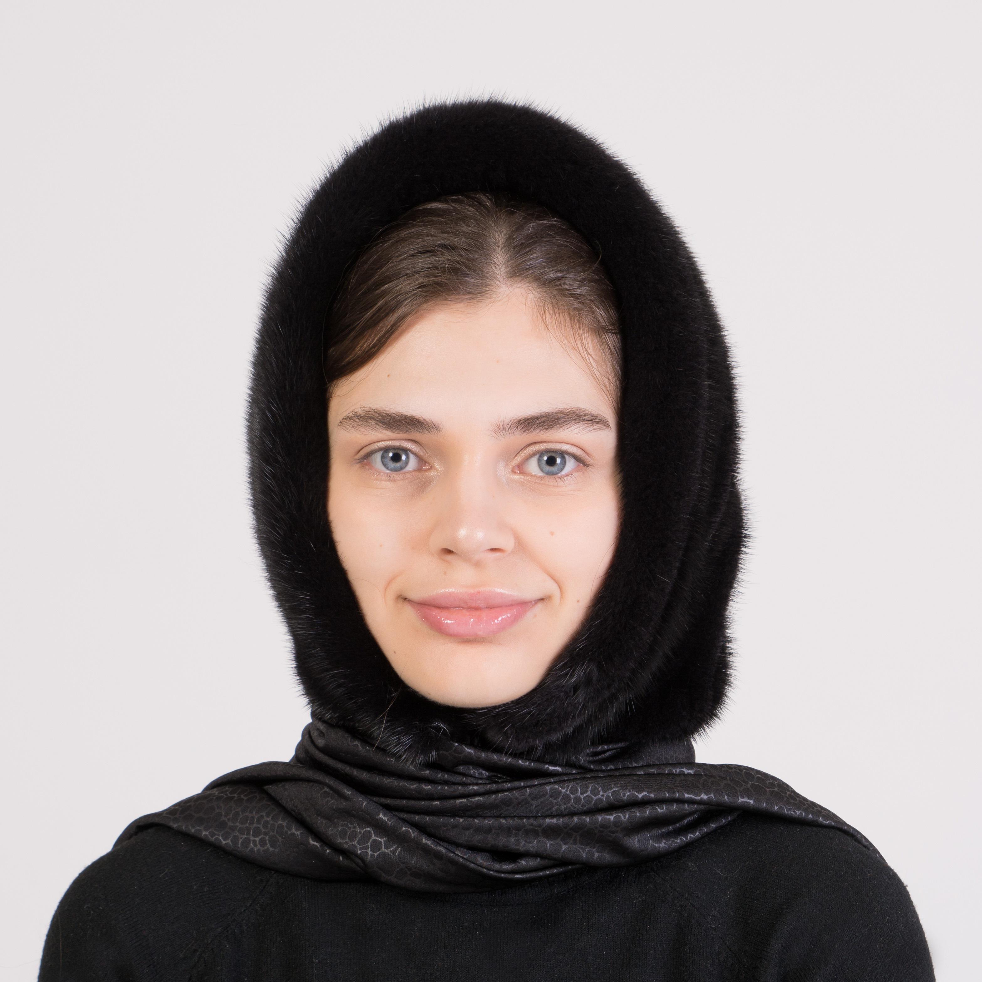 Хустка жіноча Меховой стиль Черепашка з хутра норки One size Чорний (002/L1)