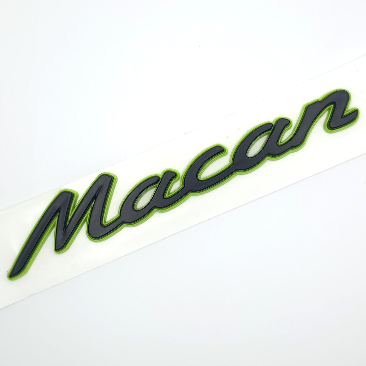 Эмблема надпись Macan Porsche 16,5х2,7 см ABS Зеленый/Черный матовый (3085422210)