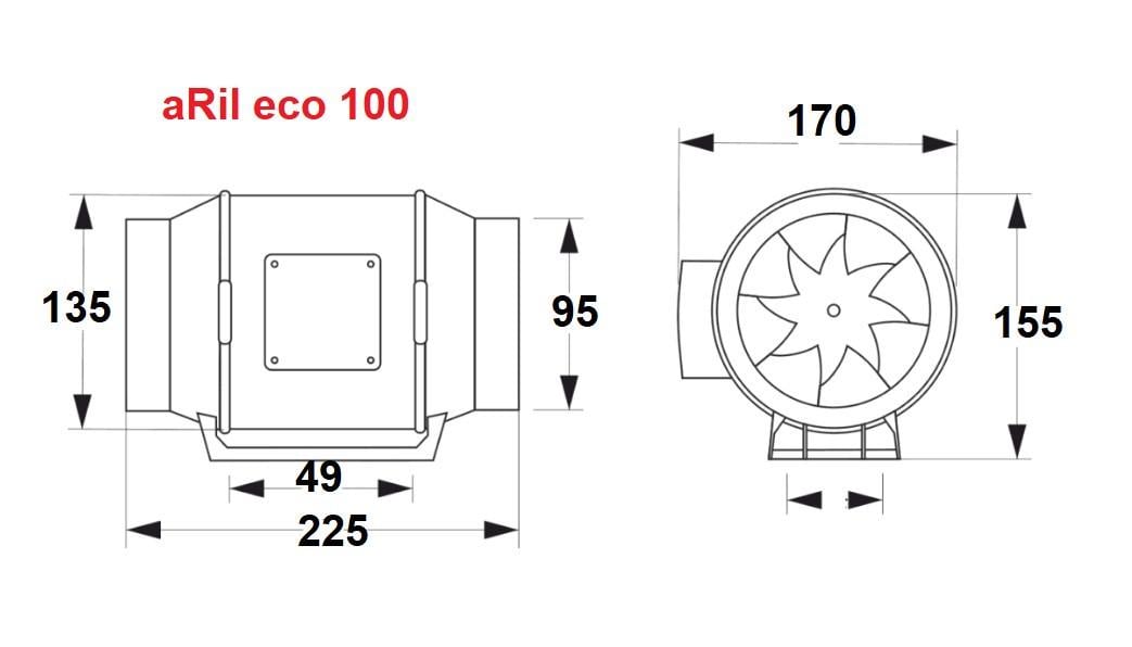 Вентилятор канальний витяжний для ванної AirRoxy aRil eco 100 (01-311) - фото 6 Вентилятор канальний витяжний для ванної AirRoxy aRil eco 100 (01-311) - фото 6