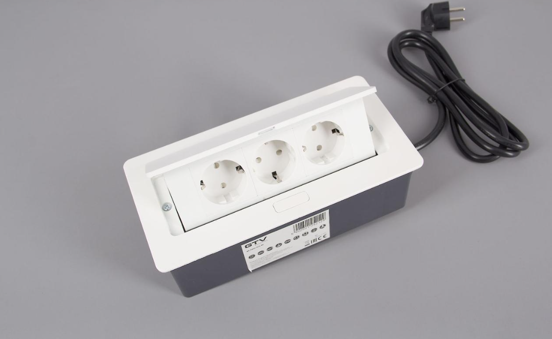 Розетка встроенная горизонтальная GTV на 3 вилки Soft Белый (AE-PBSC3GS-10)