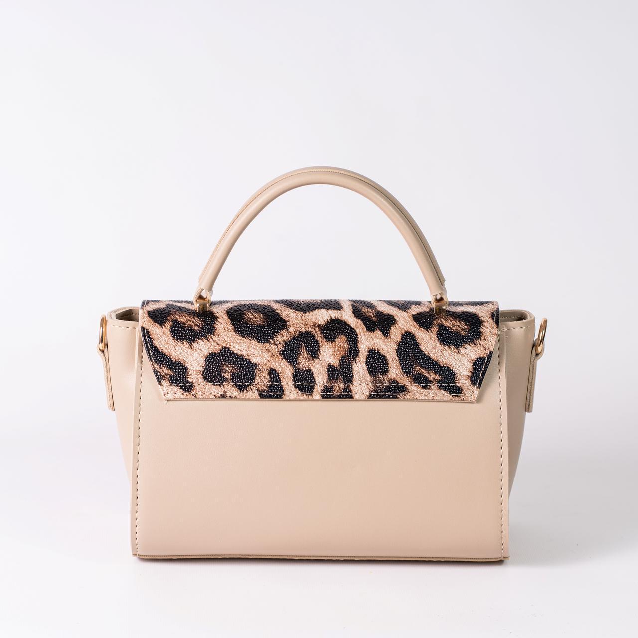 Сумка женская с клапаном леопард XENIA № 38-24 из эко-кожи Бежевый - фото 2