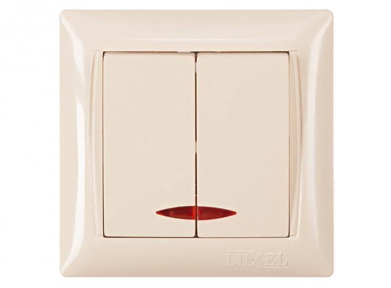 Выключатель двухклавишный Luxel 3306 PRIMERA з/п Кремовый (27551088)